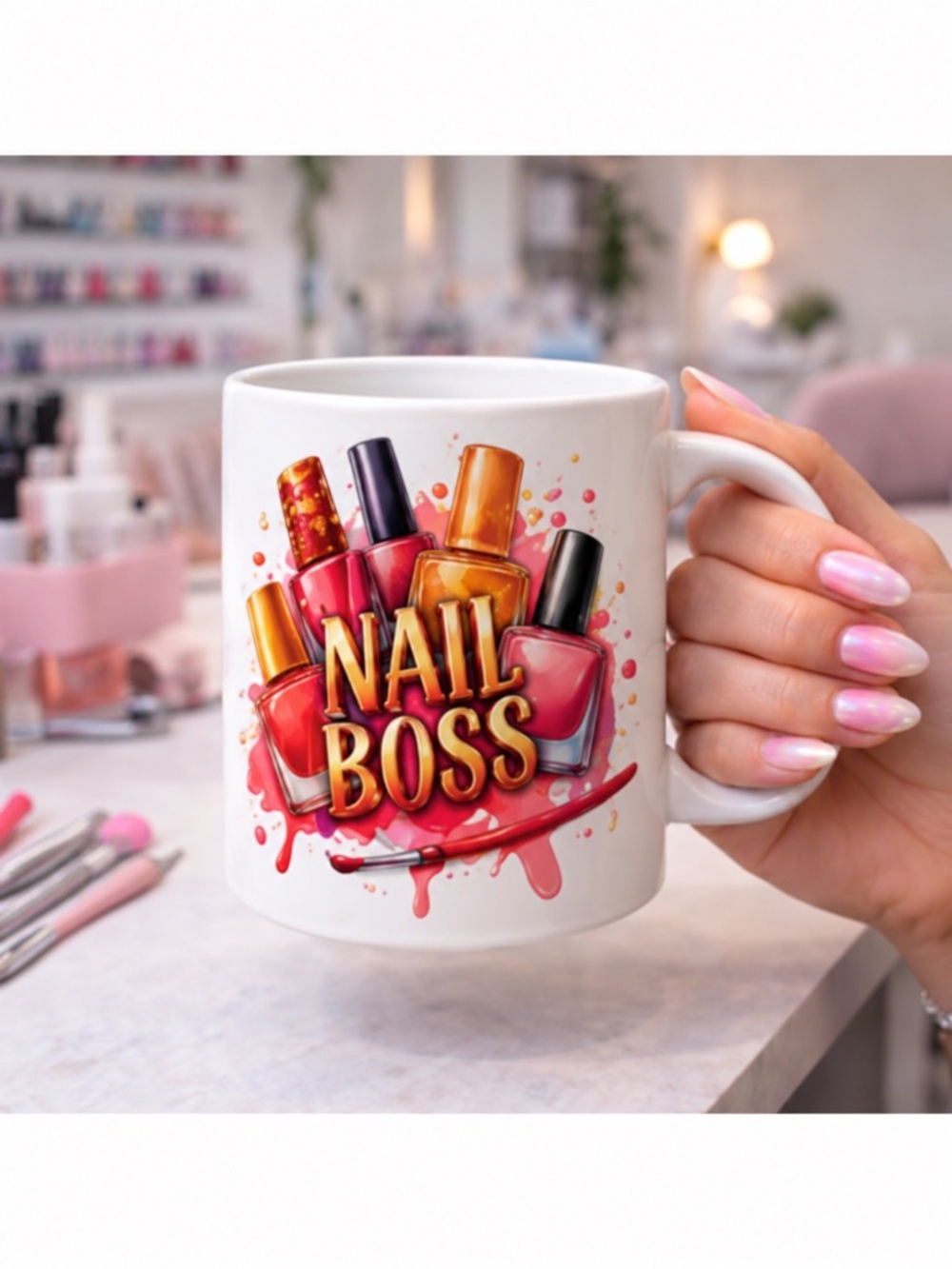 Nail Boss Coffee Mug – Nail Tech Gift – Manicure Artist Cup – Nail Salon Lover..